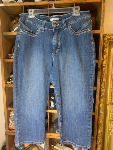 16M Lee Womens Pants Stretch denim, Capri embellished pockets Plus  VGC
