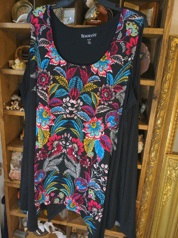 26/28 Roamans Womens Shirt Top Floral paisley black Plus  Used