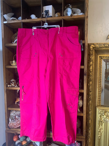 12 Style&Co Womens Pants Hot pink mid rise, Capri stretch cargo Regular  New