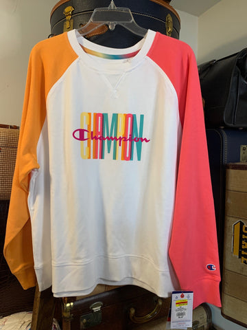 2X Champion Womens Shirt Top Multi Melon Colored sweatshirt stretch Plus  New