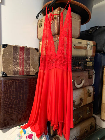 2X Escante Collection Womens Shirt Top Red stretch lace elastic sheer, négligée, nylon Plus  VGC