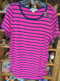 1X Michael Kors Womens Shirt Top Pink black stripe zipper logo Plus  Used