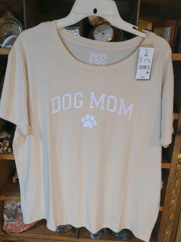 XXL Modern Lux Womens Shirt Top Dog mom cream t-shirt short sleeve Regular  New