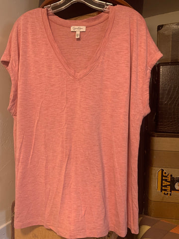 XXL Jessica Simpson Womens Shirt Top Pink heathered, short sleeve Plus  VGC
