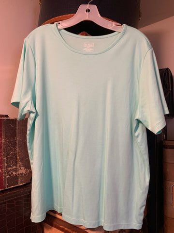 SOLD 1X LL Bean Womens Shirt Top Aqua, short sleeve, Supima cotton Plus  VGC