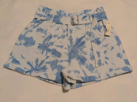 L No Boundaries Womens Shorts Tie dye splatter faded buckle belt Regular  New