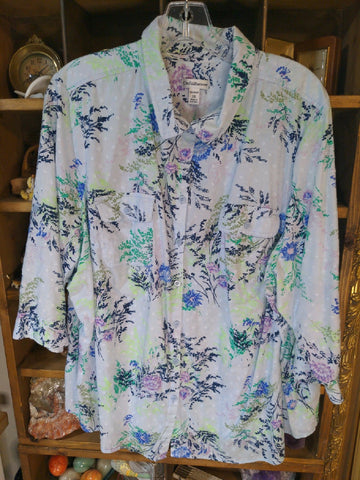 3X Croft&Barrow Womens Shirt Top Floral light purple button up Plus  Used