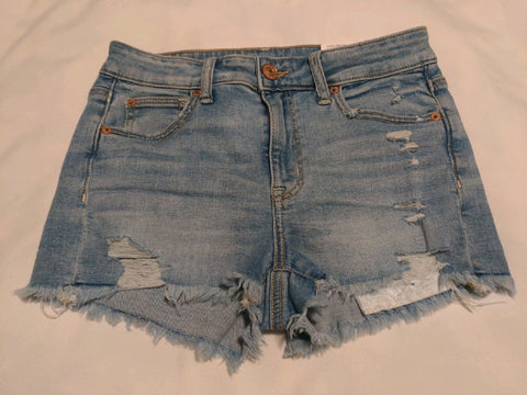 4/27W American Eagle Womens Shorts Light blue short cutoffs distressed stretch Regular  New