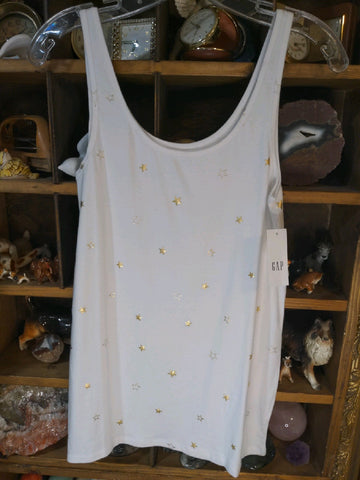 L Gap Womens Shirt Top Tank top white gold stars Regular  New