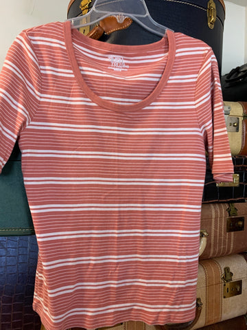 L Time&Tru Womens Shirt Top Dusty Rose Stripe Regular  Used