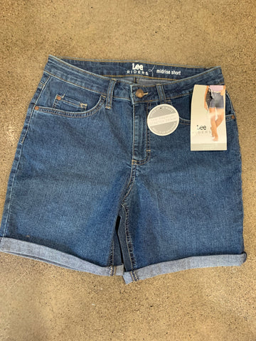 6 Riders by Lee Womens Shorts Blue stretch denim mid rise Regular  New