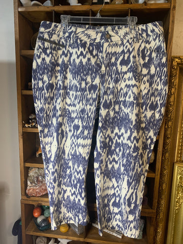 18W Lee Womens Pants Slender secret stretch print blue Plus  NWOT