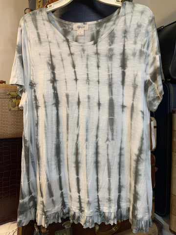 L Style&Co Womens Shirt Top Olive tie dye Stretch T Regular  New