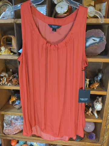 M Vera Wang Womens Shirt Top Brown Rust solid tank top Regular  New