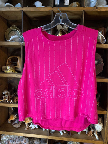 XL Adidas Womens Shirt Top Hot pink logo crop Regular  VGC