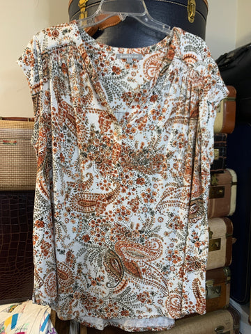 2X Danielrainn Womens Shirt Top Rust floral, short sleeve stretch Plus  Used