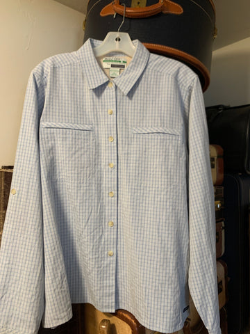 XL Exofficio Womens Shirt Top Blue plaid, insect repellent, apparel rayon, long sleeve Regular  Used