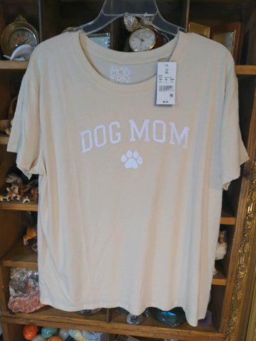 XL Modern Lux Womens Shirt Top T-shirt dog mom cream short sleeve Regular  New