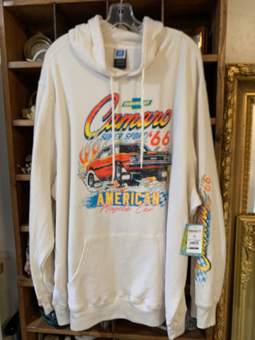 3X GM Mens Sweatshirt Camaro Cars Flames Big  New Cream