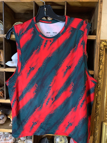 6 Asos Womens Activewear Red green black sleeveless shirt 4505 Regular  VGC