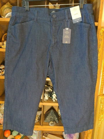 14 Saint Johns Bay Womens Pants Capri navy blue mid-rise Plus  New