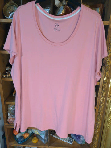 3X Issac Mizrahi Womens Shirt Top Pink solid live essentials Plus  Used