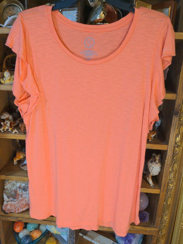 XL Maurices Womens Shirt Top Solid peach short sleeve Regular  Used