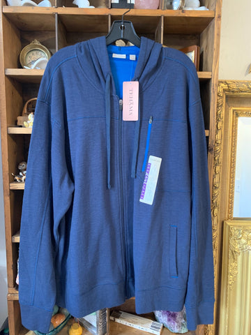 XXL Tehama Mens Shirt Top Blue contrasting, full zip hoodie Regular  New