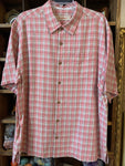 SOLD XL Tommy Bahama Mens Shirt Top Melon Plaid Short Sleeve 100% Silk Woven Regular  VGC