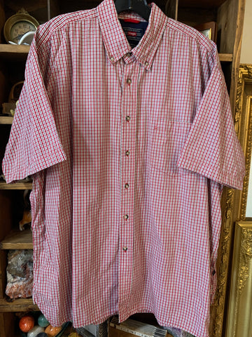 2XL Wrangler Mens Shirt Top Red plaid button up shirt sleeve Big  Used