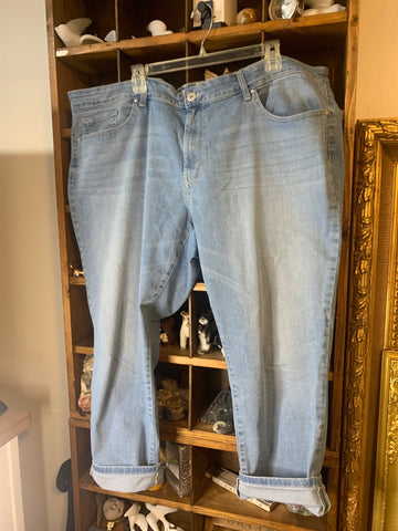 24 Jessica Simpson Womens Pants Light blue stretch denim rolled ankle Plus  VGC