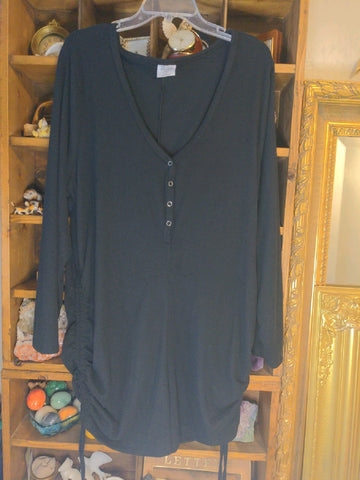 4X Rue+ Womens Shirt Top Black solid cozy collection long sleeve button up Plus  Used