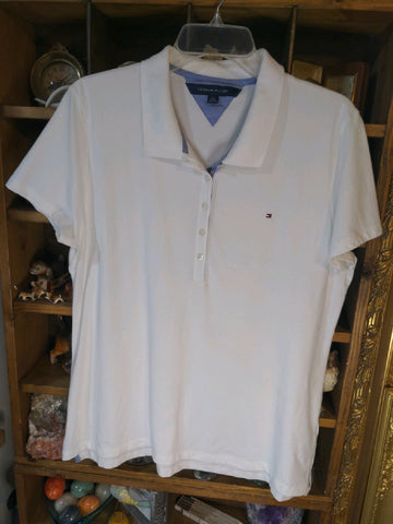 XL Tommy Hilfiger  Shirt Top White solid short sleeve button up Regular  Used