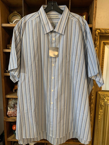 3XL David Taylor Mens Shirt Top Blue stripe button up shirt sleeve Big  New