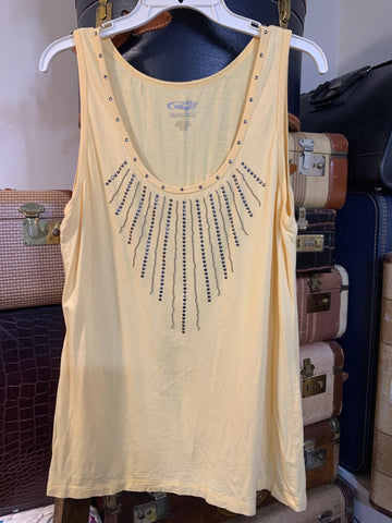 XL Roper Womens Shirt Top Yellow studded, embellished western tank top Regular  VGC
