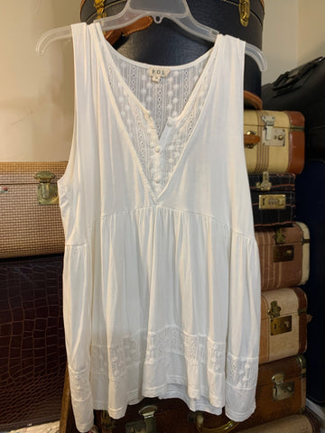 S POL Womens Shirt Top White Boho Stretch Sleeveless Regular  VGC