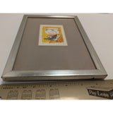 Signed AKIRA MATSUMOTO Boy with Bird Lithograph 3.5x2.5" Framed Art Print 1962 Vintage Abstract Small