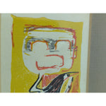 Signed AKIRA MATSUMOTO Boy with Bird Lithograph 3.5x2.5" Framed Art Print 1962 Vintage Abstract Small