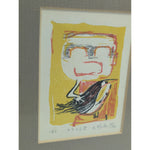 Signed AKIRA MATSUMOTO Boy with Bird Lithograph 3.5x2.5" Framed Art Print 1962 Vintage Abstract Small