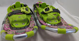 16” LL Bean Kids Snow Shoes Winter Walker Youth Pink Green Girls Adjustable Snowshoes