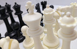 Plastic Staunton Complete Chess Set Black & White Pieces 3 3/4" King with Extra Queen Felt