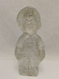 8" Viking Glass Country Boy In Overalls Clear Frosted Bookend Paperweight Vintage