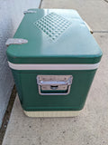 Small Coleman Diamond Cooler Low-Boy SnowLite Metal Green Vintage 1960’s