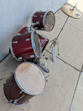 Red CB Drum 5 Piece Set Wood Wooden Gibraltar Bass Pedal CB Hi Hat Cymbals AS-IS Drums
