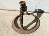 Antique Hot Water Heater Tank Stand Top Ornate Flag Stand Lollipop Sign Stand Base Antique Primitive Vintage