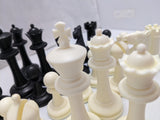 Plastic Staunton Complete Chess Set Black & White Pieces 3 3/4" King with Extra Queen Felt