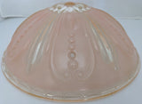 11" Pink 3 Hole Art Deco Ceiling Light Shade Cover Fixture Vintage Antique Glass