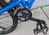 2004 M Haro Extreme X1 Silver / Royal Blue Mountain MTB Bike Bicycle Full Suspension 6061 Alloy Shimano Alivio Rapid Fire Marzocchi MZ Comp Fork Rims