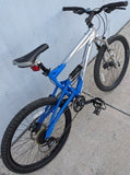 2004 M Haro Extreme X1 Silver / Royal Blue Mountain MTB Bike Bicycle Full Suspension 6061 Alloy Shimano Alivio Rapid Fire Marzocchi MZ Comp Fork Rims