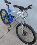 2004 M Haro Extreme X1 Silver / Royal Blue Mountain MTB Bike Bicycle Full Suspension 6061 Alloy Shimano Alivio Rapid Fire Marzocchi MZ Comp Fork Rims